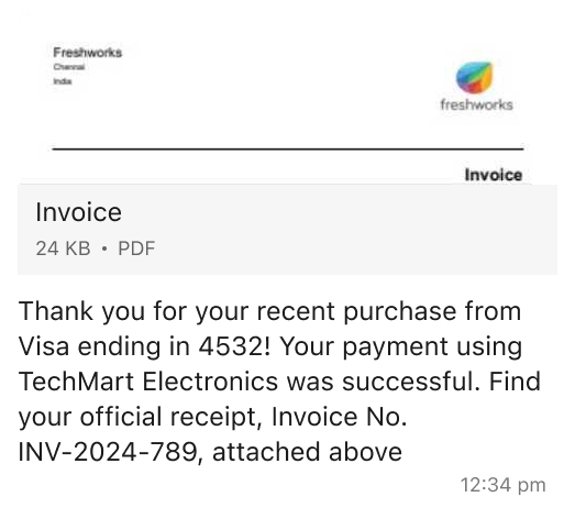 WhatsApp message with document header