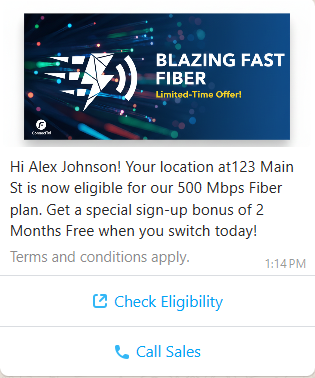 WhatsApp message with image header