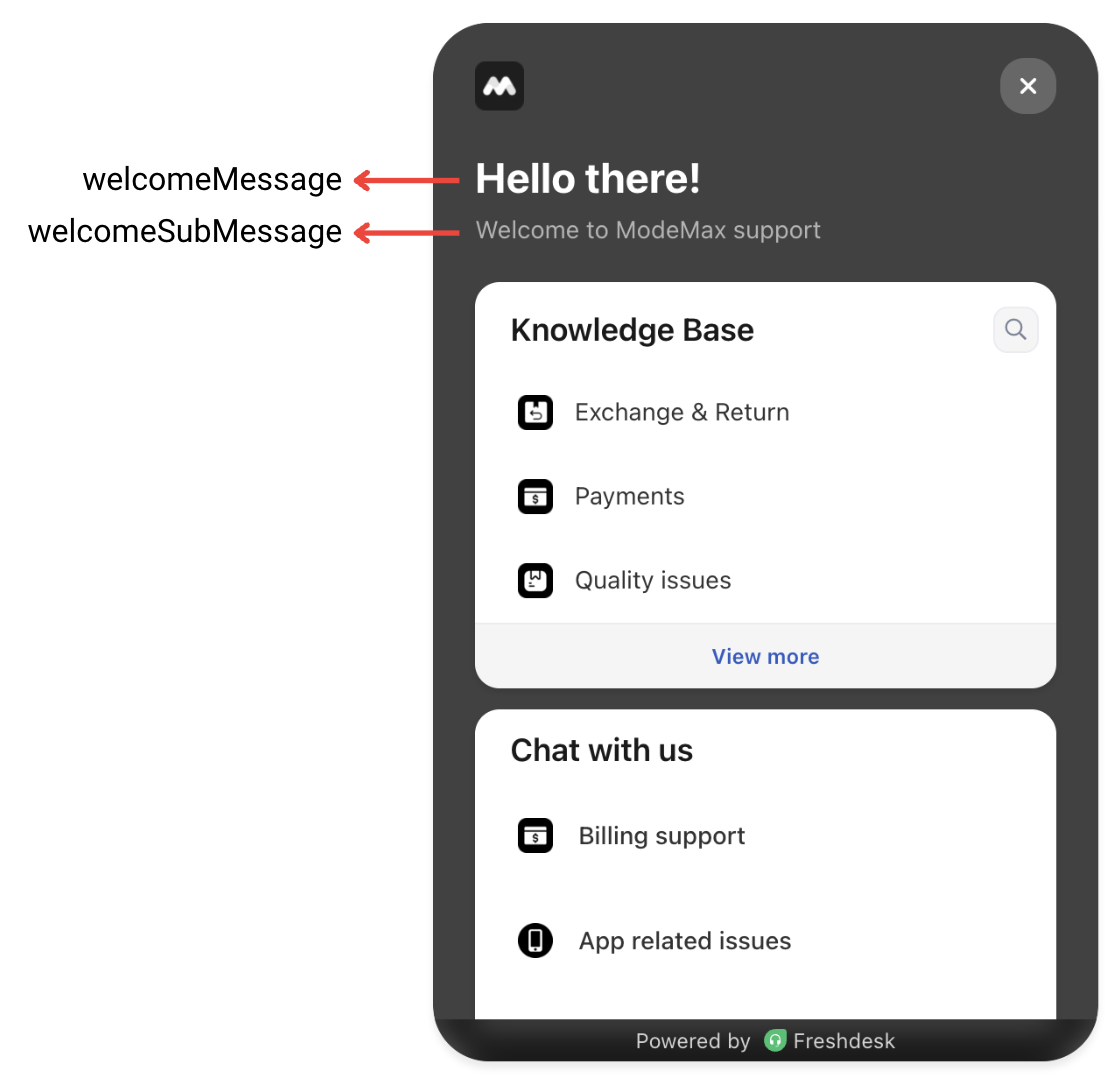 Widget Welcome Message
